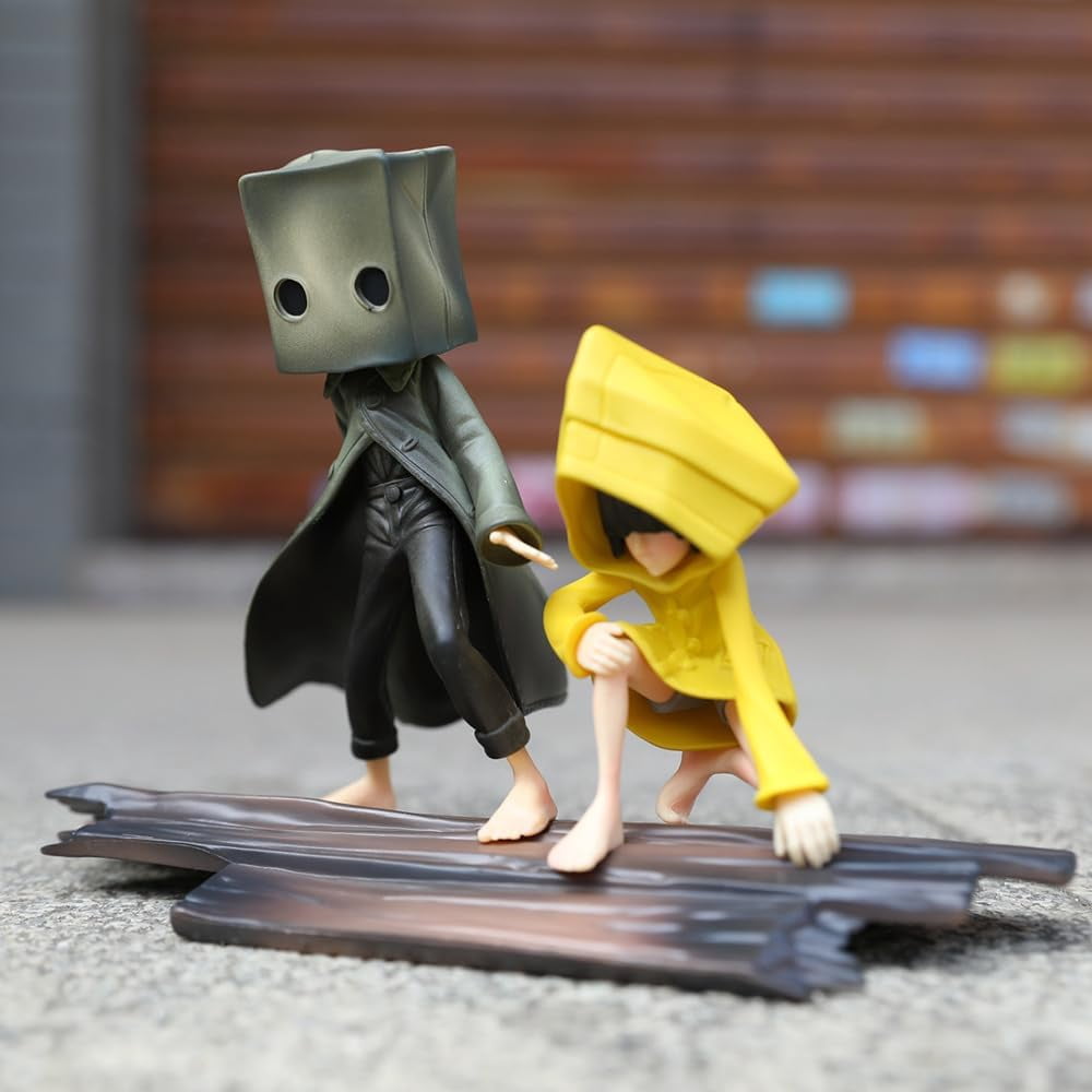 New Little Nightmares Mono, Six Figure,Stand Side by Side wear Raincoats Anime Figure 15cm/5.9inch PVC Character Action Model Statue Decoration Ornament Gifts