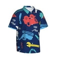 thumbnail image 2 of Easygdp Colorful Excavator Men'S Summer Casual Short Sleeve,Short Sleeve Button-Down Shirt, Lapel Loose Breathable Hawaiian Short Sleeve - Small, 2 of 9