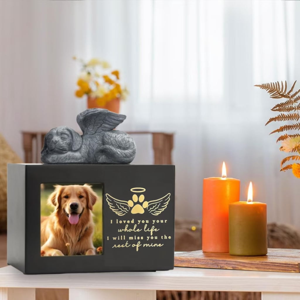 Resins Pet Cremation Urn Ashes Urns Dogs Memorials Caskets Funeral Photo Frame for Memorializing Cats and Dogs