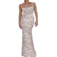thumbnail image 1 of Robe Moulante Longue Maxi Sans Manches pour Femmes à Imprimé Floral, Bretelles Spaghetti, Découpes, Dos Nu, 1 of 7