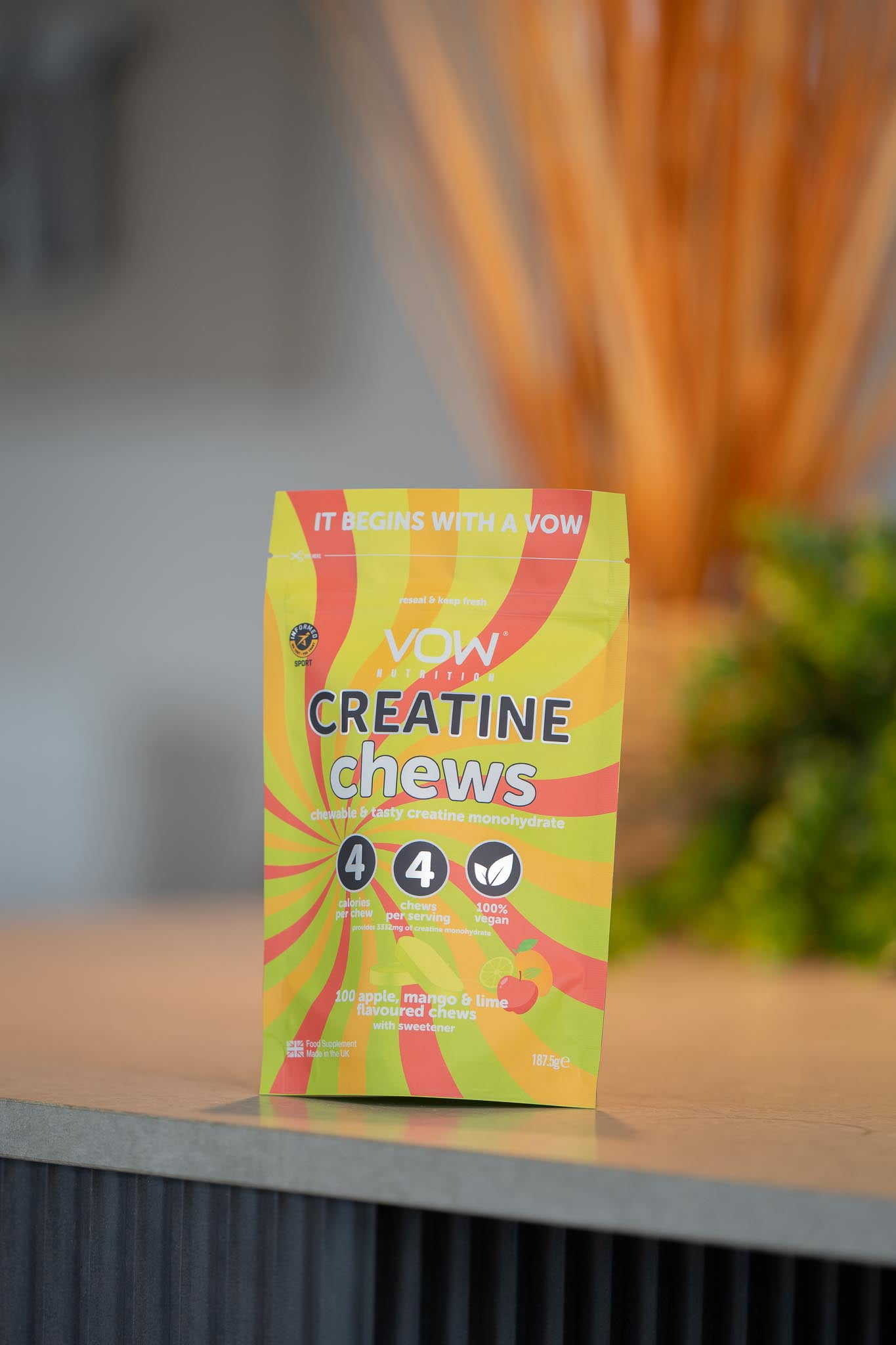 VOW Nutrition Creatine Chews, Apple, Mango and Lime, 100 Count