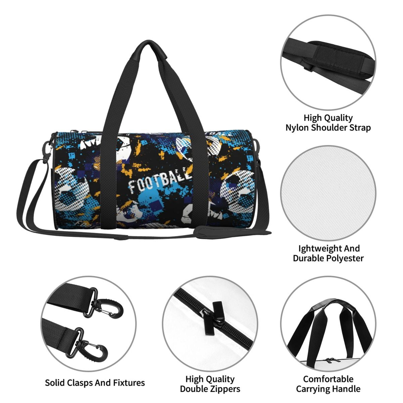Vsdgher Football 45L Foldable Duffel Bag, Sports Gym Bag,Overnight Bag, Portable Weekender Bag for Airplanes