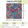 thumbnail image 2 of Designer Look Boho Tablecloth 34x34 Inch Square Floral Cover with Elastic Hem for Custom Fit on Standard Tables, 2 of 6