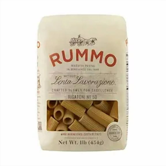 1x Rummo Rigatoni Pasta N.50 - Rigatoni Pasta Noodles, Italian Tube Pasta, Bronze Cut Pasta, Dry Pasta, Durum Wheat Pasta - 12 Ounce (Pack of 1)