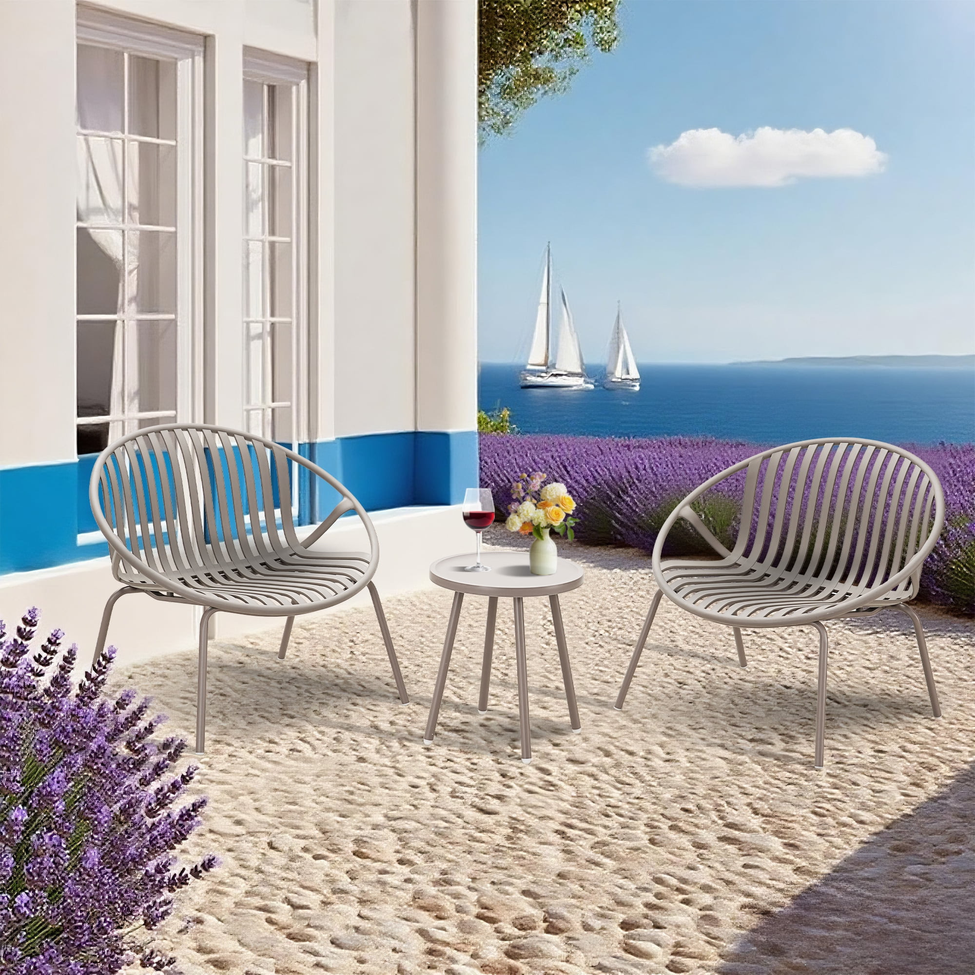 Werph Patio Furniture Set, 3 Pieces Outdoor Furniture with Bistro Table and Chairs Set of 2，Outdoor Patio Set with Porch Chairs and Table,Deck Conversation Set for Garden Poolside