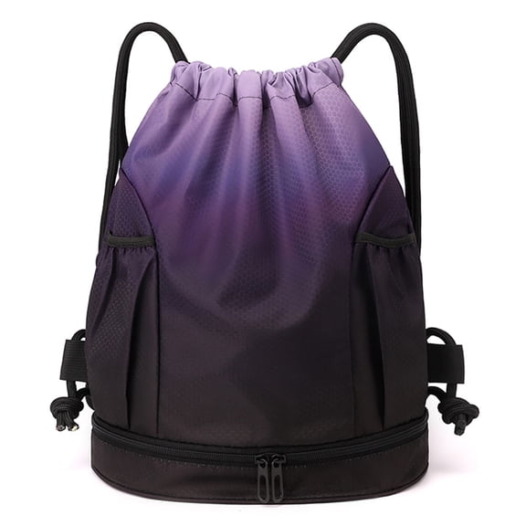 Drawstring Backpack with Shoe Compartment, Large Capacity Gym Drawstring Bag with Side Pockets, Cinch Bag for Sports, Travel & School