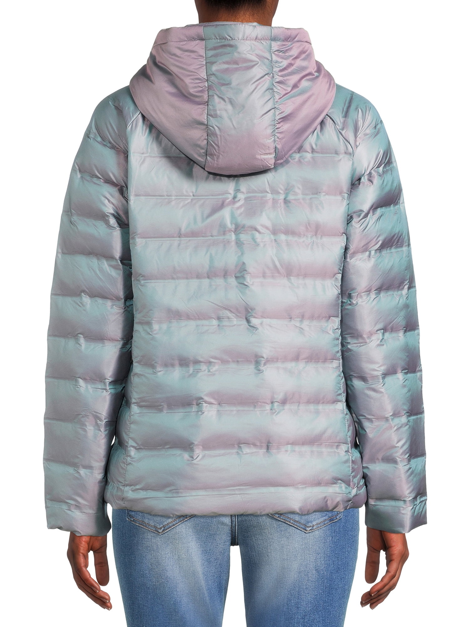 Time and Tru Women's and Plus Packable Stretch Zip Up Puffer Jacket