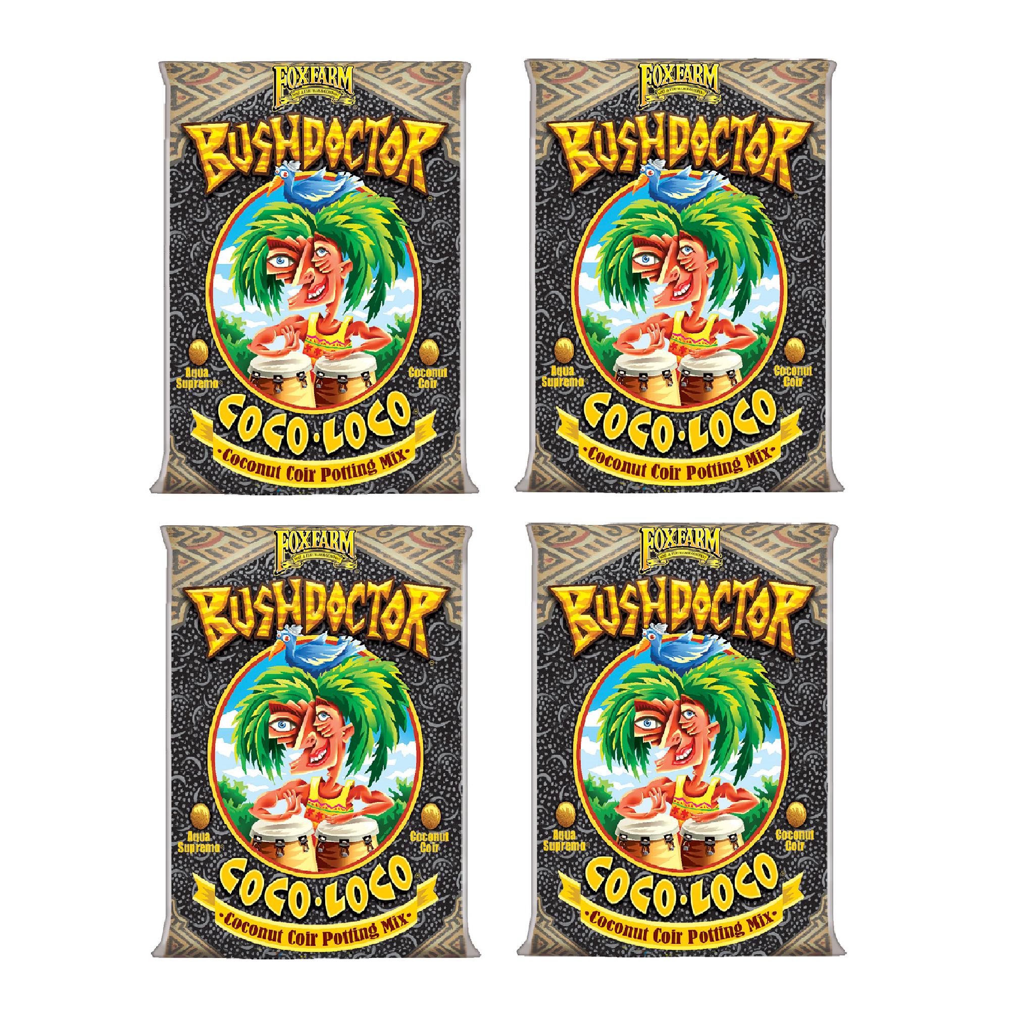 FoxFarm FX14100 Bush Doctor Coco Loco Plant Garden Potting Soil Mix, (4