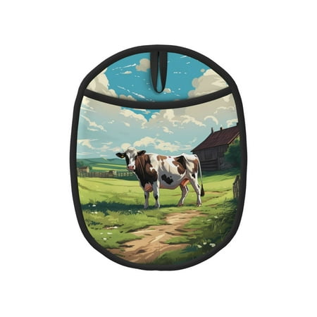 

Sikiie Prairie Pasture Cow Silicone Pot Holders Oven Mitts Heat Resistant Hot Pads Non Slip Pot Holder for Kitchen Baking and Cooking 9.4 x 7.5 Inches