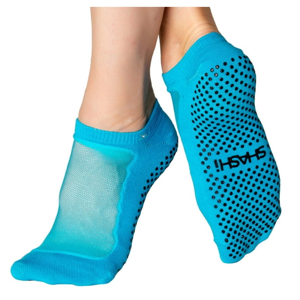 Shashi Blue Mesh Non Slip Ergonomic Socks Pilates Barre Ballet Yoga Dance  Blue Medium / 8-10