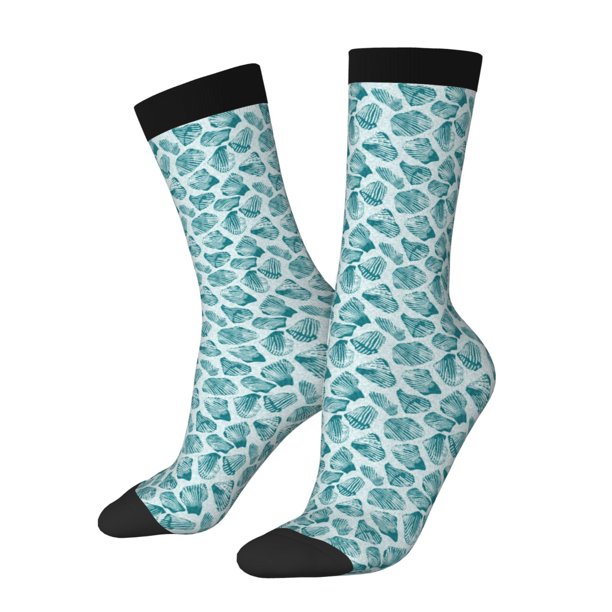 Balery Teal turquoise shell Calcetas Largas con Estampado para Hombre y Mujer – Suaves y Transpirables, Talla Única (US 5-11)