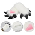 thumbnail image 6 of Byfri White Furry Dragon Paw Full Finger Mittens, Plush Anime Gloves for Themed Events, White 38x20cm, 6 of 7