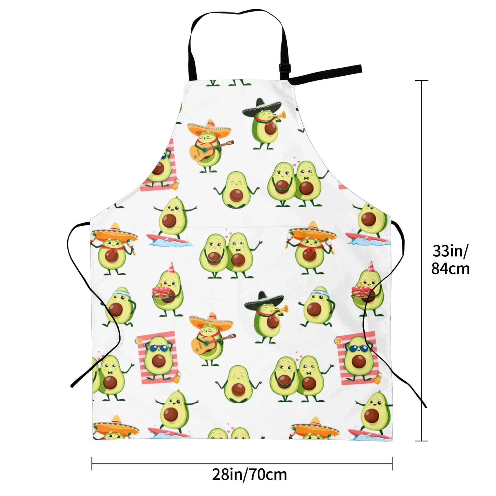 Kdxio Kawaii Mexican Avocado Apron with Pockets Adjustable Kitchen Aprons for Men Women Waterproof Aprons for Cooking,Drawing,Crafting, Baking Household Cleaning