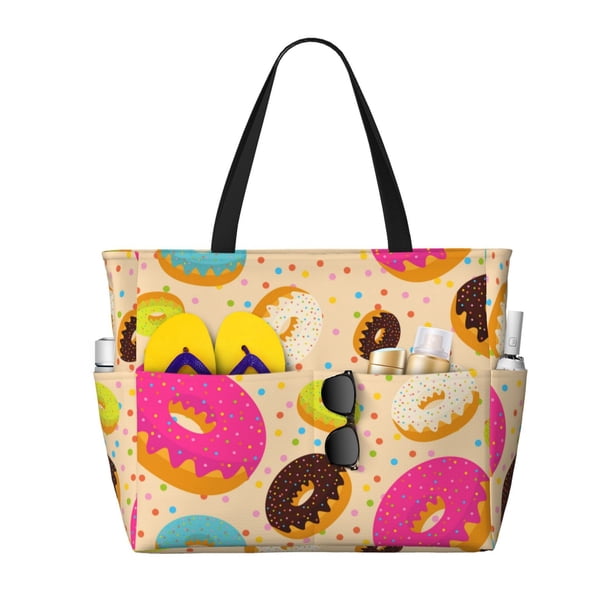 Easygdp Donuts Bolsa de Viaje de Playa de Gran Capacidad, Bolsa Tote Perfecta para la Playa, Escapadas de Fin de Semana y Viajes
