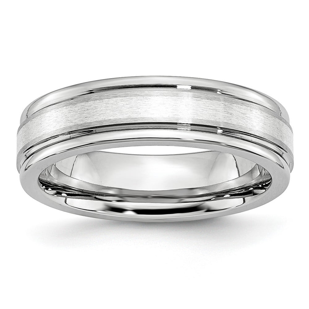 Jewelry Stores Network 6mm Sterling Silver Polished Grooved Wedding Band Ring