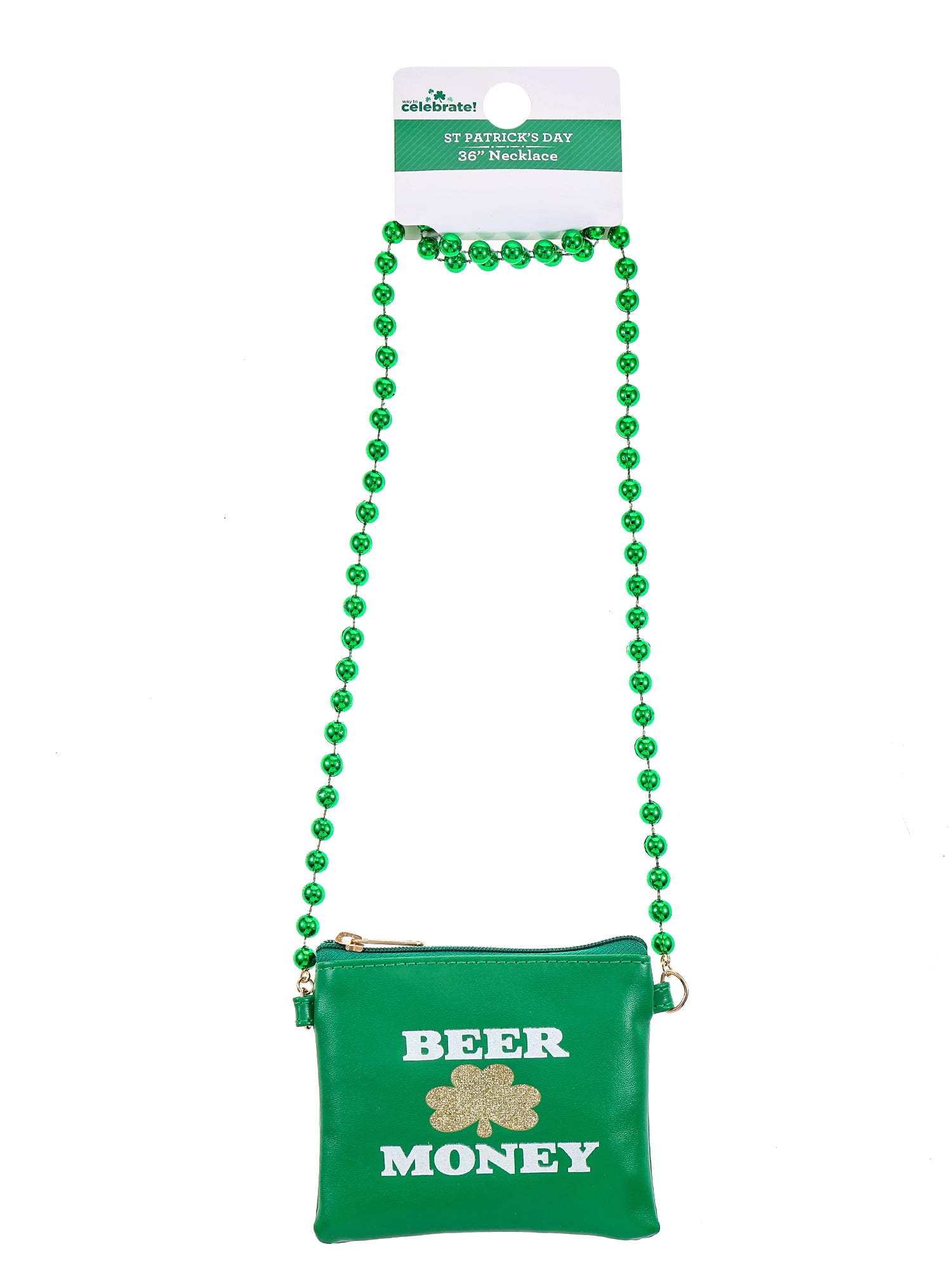 Way to Celebrate St. Patrick's Day Beer Money Necklace with Pouch, 1 Piece