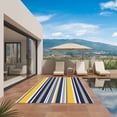 thumbnail image 3 of Navy Blue Yellow Striped Outdoor Rug for Patio/Deck/Porch, Non-Slip Large Area Rug 6 x 9 Ft, Farmhouse Vintage Stripe Indoor Outdoor Rugs Washable Area Rugs, Reversible Camping Rug Carpet Runner, 3 of 8
