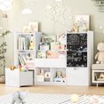 thumbnail image 2 of Homfa 55" W Kid Bookcase with Chalkboard, Toy Storage Organizer with Book Rack and Removable Drawers, Kid Bookshelf with Cube Storage for Bedroom Playroom, White, 2 of 8