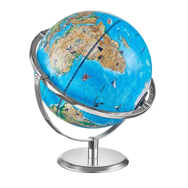 KFFKFF Globe d'Apprentissage pour Enfants, 10 Po/254 mm, Globe de Réalité Augmentée (AR) avec Application, avec DEL pour Visionnement Nocturne, Rotation à 720°, Jouet Éducatif STIM pour Enfants, Fonctionne avec Android et iOS
