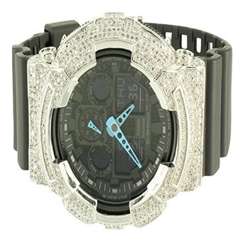 Black Onyx Bezel - Aquamarine Hands Onyx Black 2 Bezel Combo G Shock GA100C Multi Time Zone Watch