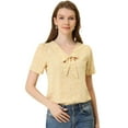 thumbnail image 1 of INSPIRE CHIC Blouse Droite Ample à Col en V à Nouer Imprimée pour Femme Jaune P, 1 of 5