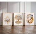 thumbnail image 3 of Set de 3 cuadros en lienzo con marco: Árbol de la Vida Dorado, Lotus Zen, Póster abstracto Ying Yang para sala, habitación de yoga, hotel y decoración del hogar con marco color madera, 3 of 6