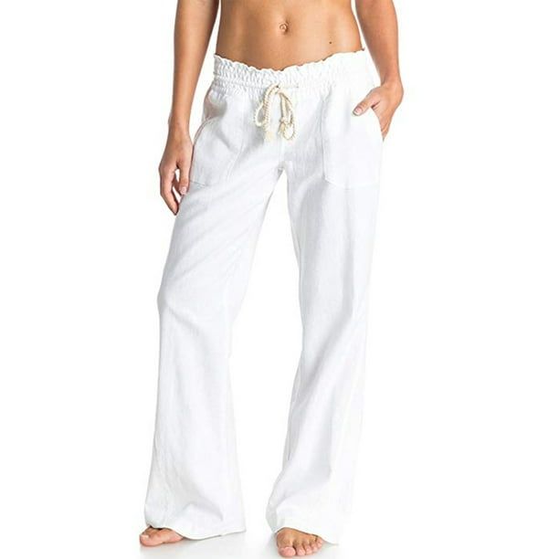 Lumento Women's Line Cotton Pants Pocket Drawstring Pants Wide Leg Solid  Color Lounge Trousers - Walmart.com