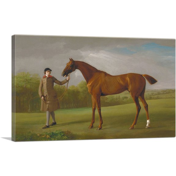ARTCANVAS Lustre Held by a Groom 1762 Canvas Art Print by George Stubbs - Size: 12" x 8" (0.75" Deep)