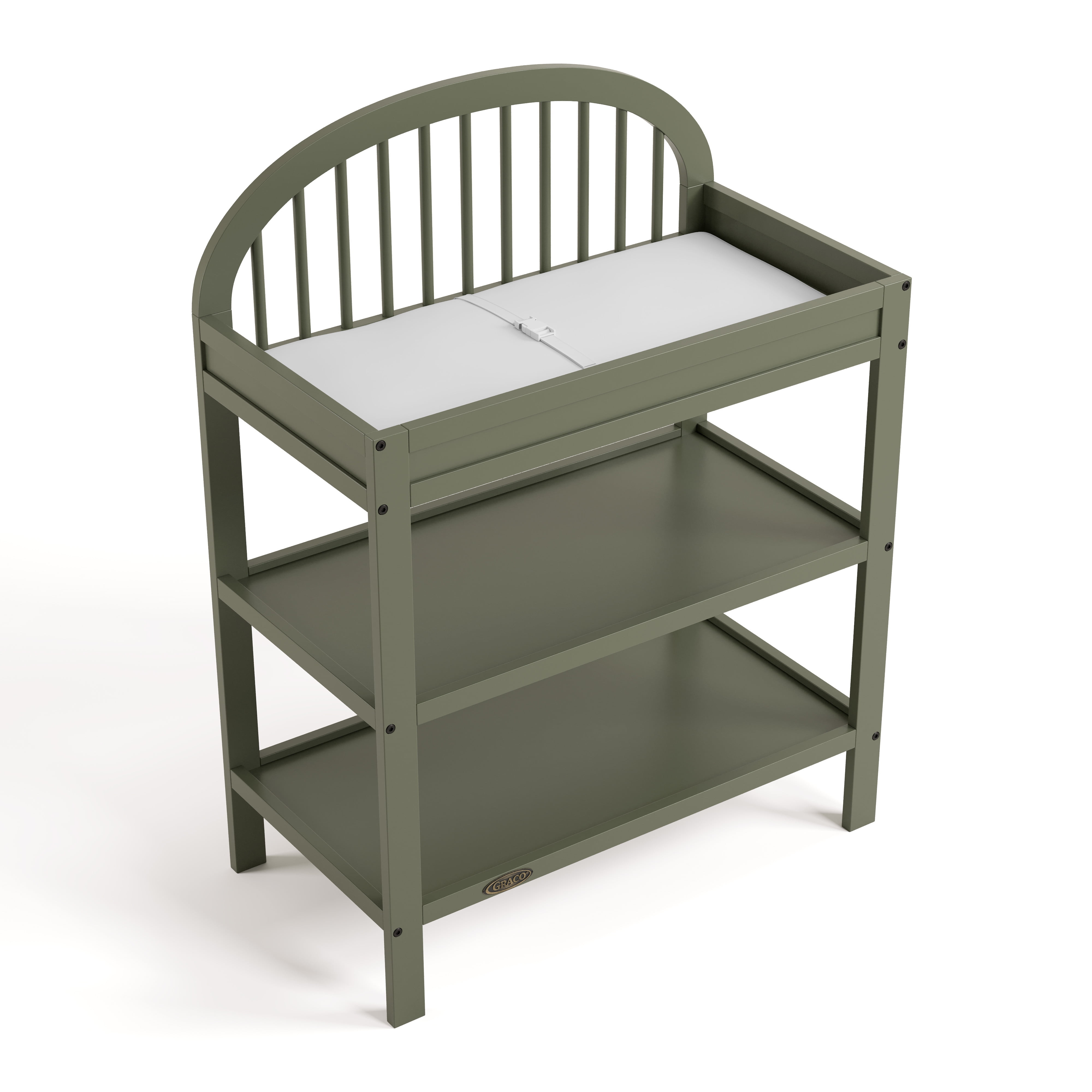 Graco Olivia Infant Wood Changing Table with Changing Pad, Olive