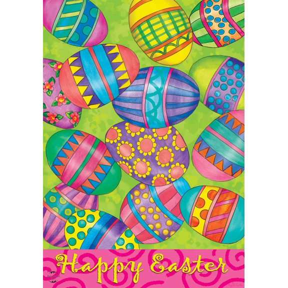 Easter Eggs Holiday House Flag Decorated Eggs 28" x 40" Briarwod Lane