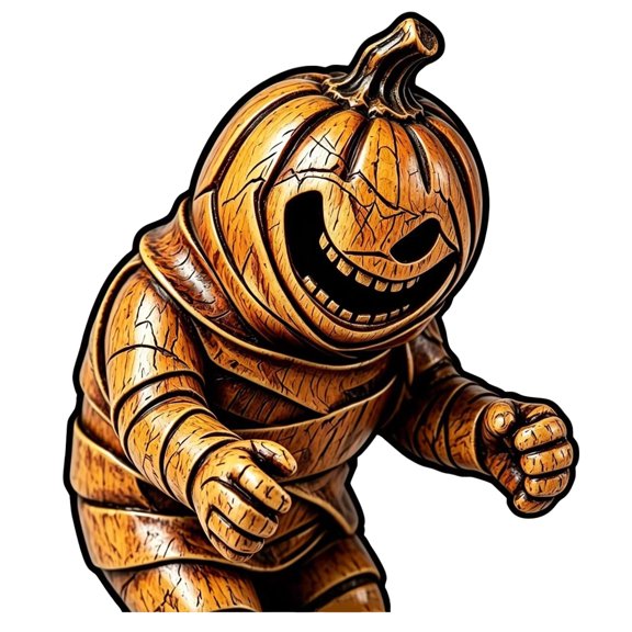 Vintage Halloween Decor, Wooden Mummy Figure, Rustic Distressed Table Top Ornament for Mantel Shelf Desk Home Party Atmosphere Creation