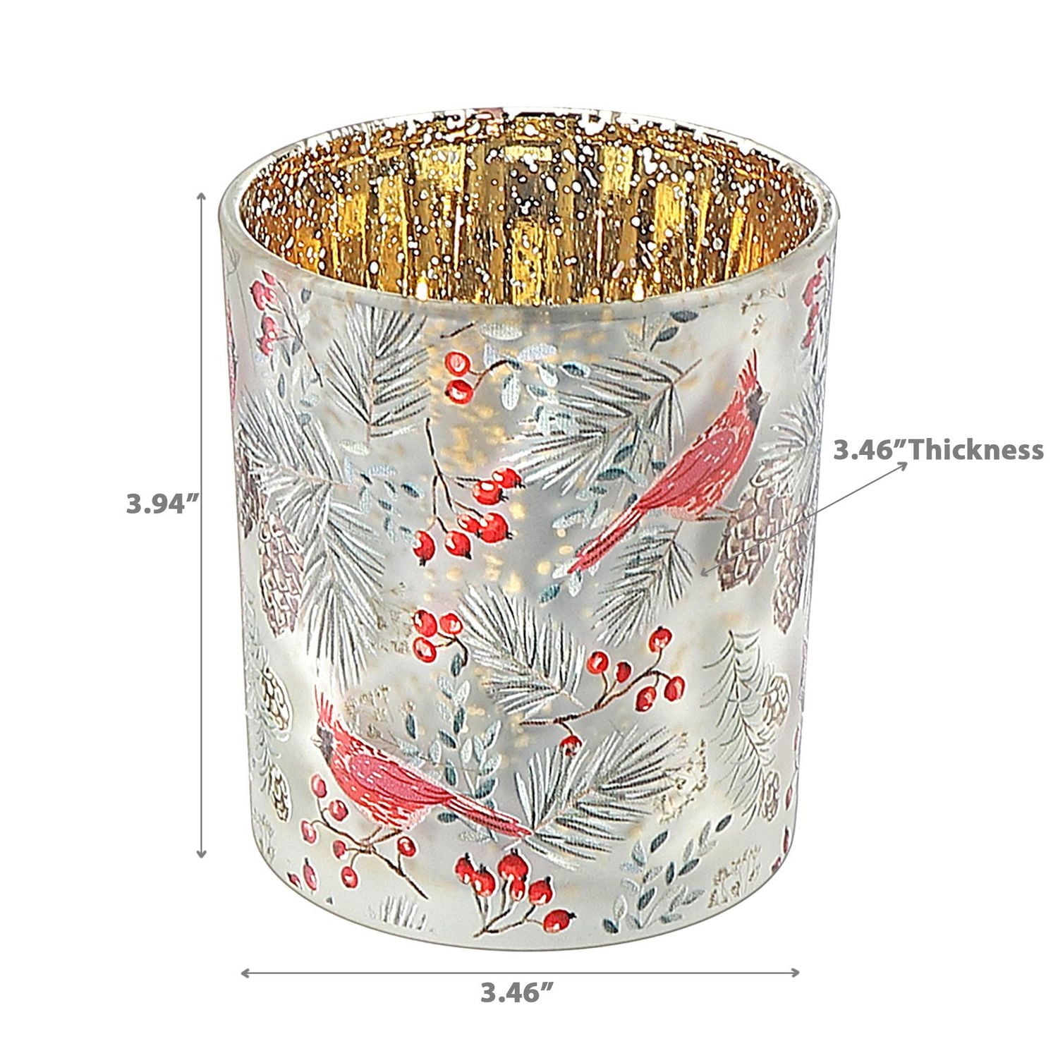 Glass Candle Holder Cardinal Large - Set of 2