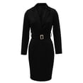 thumbnail image 5 of Women's ‌elegant V-Neck Blazer Dress with Belted Long Sleeve Business Work Sheath Bodycon Midi Dresses Black M, 5 of 5
