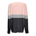 thumbnail image 5 of Spring Tops For Women Summer Color Block V Neck Long Sleeve Loose Casual Fashion Shirts Pullover Tshirts Outwear,Pink,XXXL, 5 of 5