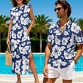 thumbnail image 4 of Jeiento Blue Hibiscus Flowers Matching Outfits for Couples Maxi Dress Long Dresses for Women Summer Casual Dress Mens Beach Shirt Button Up Shirts Matching Hawaiian Outfits for Couples, 4 of 6
