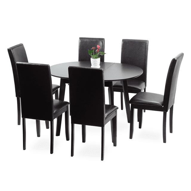 Wickerix Dining Room Set of 6 Fallabella Chairs and Extendable Round