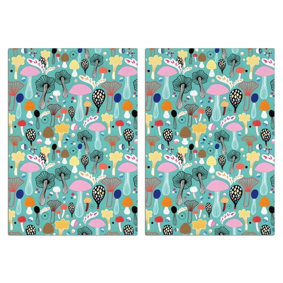 2 Pcs Funny Kitchen Towels,Colorful Mushroom Decor Teal Pattern Microfiber Dish Towels,Kitchen Tea Towels,Kitchen Towel Set (18" X 26")