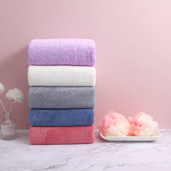LIFKOME 5-Piece Large Microfiber Bath Towel Set, Soft and Absorbent Towels in Assorted Colors for Shower and Bathroom Use