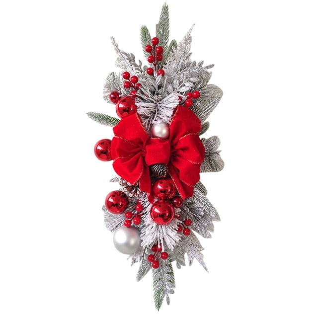 Wweixi Couronne à DEL à Faible Entretien et Décor de Noël Intérieur Ou Extérieur Rouge Réaliste