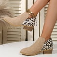 thumbnail image 5 of Fashion Leopard Print Boots Women Pointed Toe Chunky Heel Back Zipper Shoes, 5 of 8