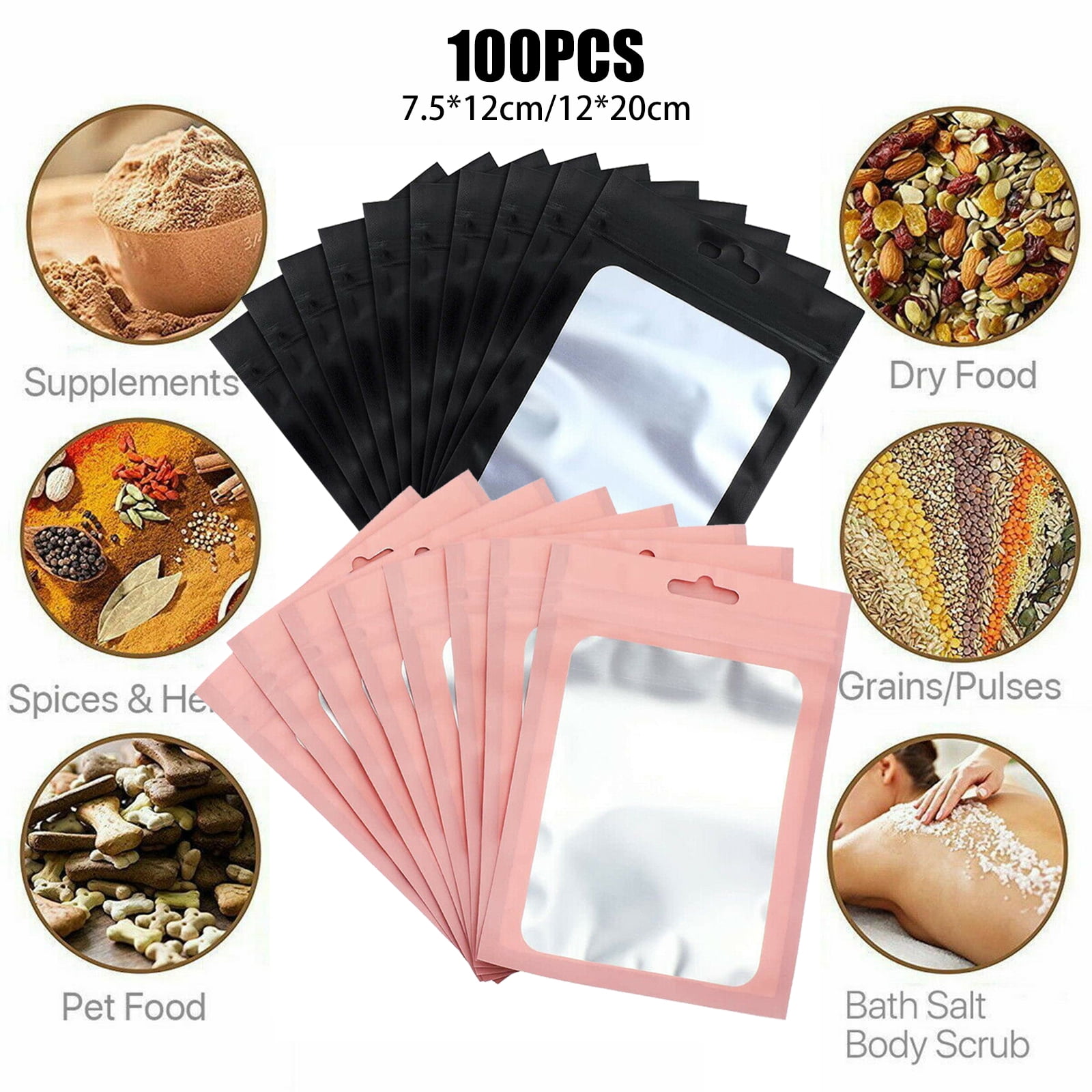 Details about   100x Home Zip Lock Seal Pouches Aluminum Foil Resealable Pouch Seal Storage Bags 