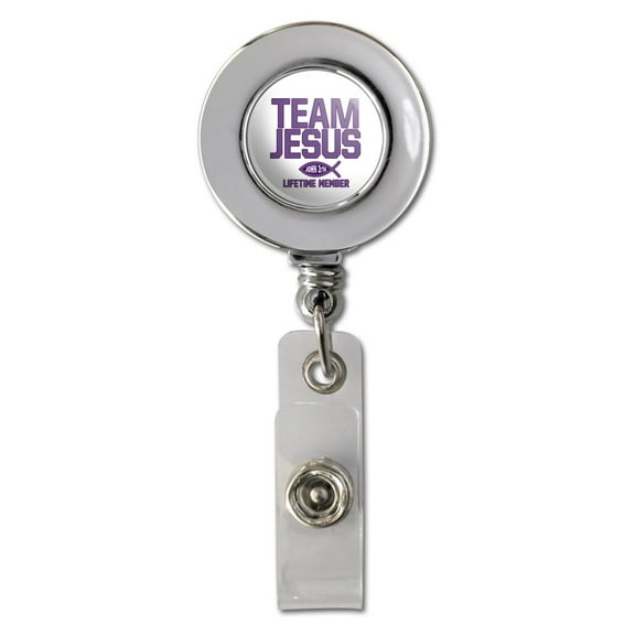 Team Jesus John 3:16 Christian Retractable Reel Chrome Badge ID Card Holder Clip