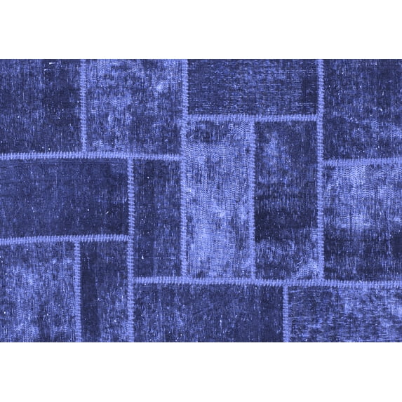 Ahgly Company Machine Washable Indoor Rectangle Patchwork Blue Transitional Area Rugs, 3' x 5'