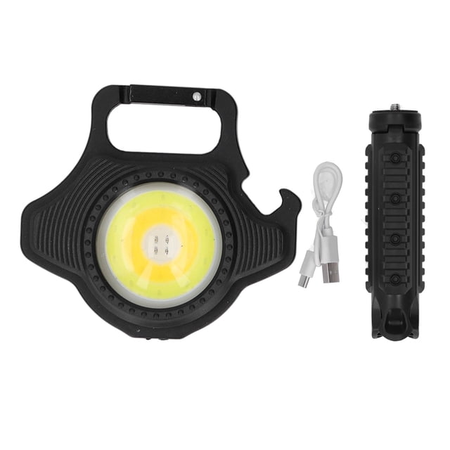 Linterna pequeña COB de 500 LM, recargable, portátil, de bolsillo, con soporte plegable para pesca, senderismo y camping.
