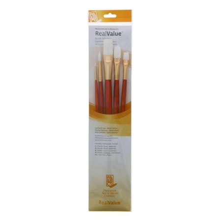 - Princeton Brush Real Value 5-Brush White Taklon Brush Set, Round 1, 6, Bright 6, Filbert 8, Flat 12 (LH)