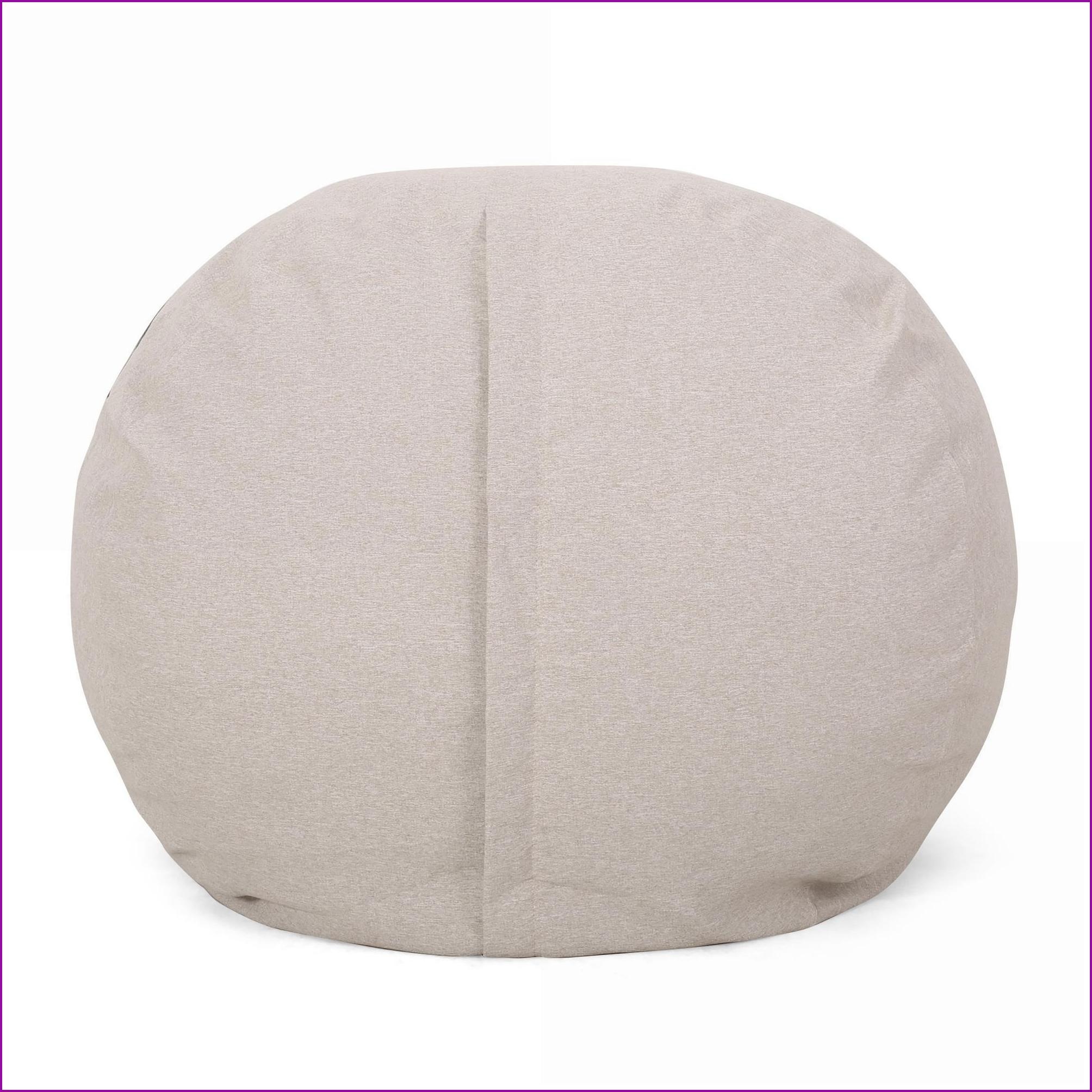 6.5ft Cylindrical Bean Bag Chair for Adults – Natural with Light Brown Stripes | Elongated | Fabric