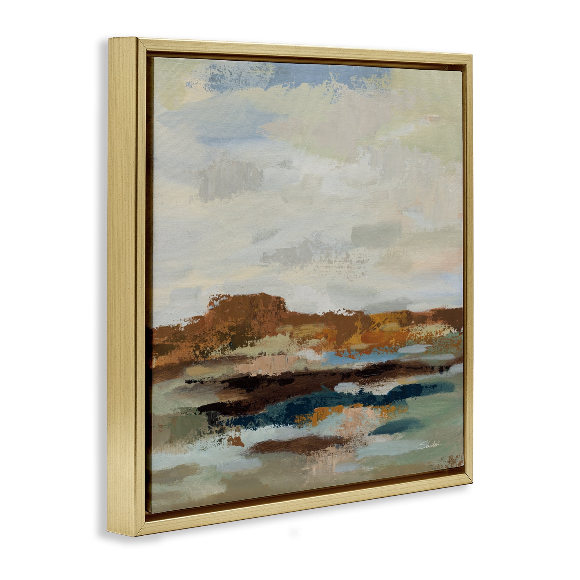 Stupell Industries American West Abstract Gold Framed Floater Canvas Wall Art, design by Silvia Vassileva