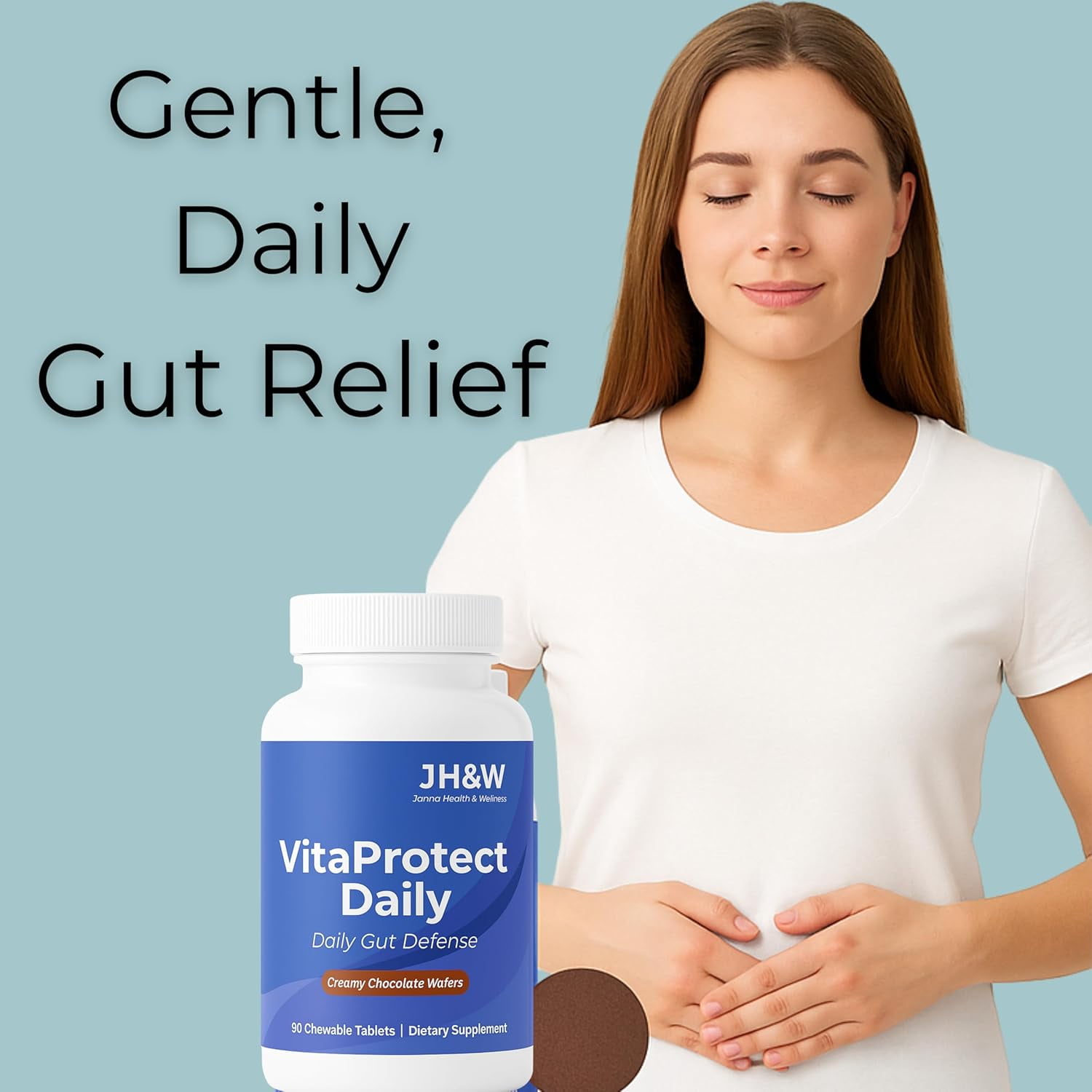 Gut Health & Digestive Support Supplement – Chewable Wafers with GutGard® DGL, Slippery Elm & Marshmallow Root – Supports Gut Lining, Mucosal Integrity, Bloating & Heartburn Relief