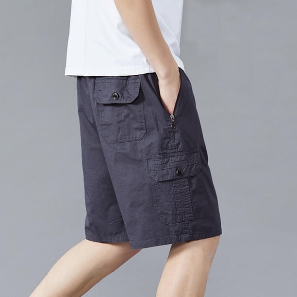 Ceisia Men's Fashion Casual Workwear Stretchy Gift Waist Multiple Zipper Pockets Solid Half Shorts - All-Season Outdoor Daily P ants
