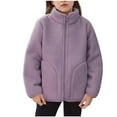 thumbnail image 3 of TAGOLD Kids Winter Jacket Solid Long Sleeve Stand Collar Zip Up Pocket Fleece Jacket 1-15 Years Unisex, 3 of 5